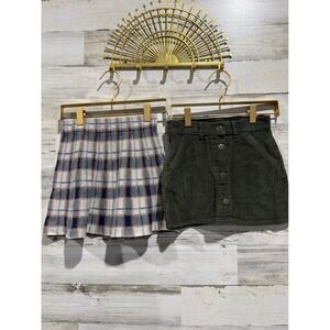 Draper James Old Navy Skirt Bundle Girls 6 Green Plaid Corduroy Preppy EUC